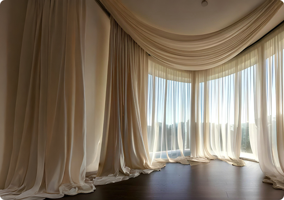 Designer curtains with valance